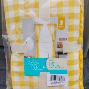 The Pioneer Woman Yellow Gingham Curtain Pair